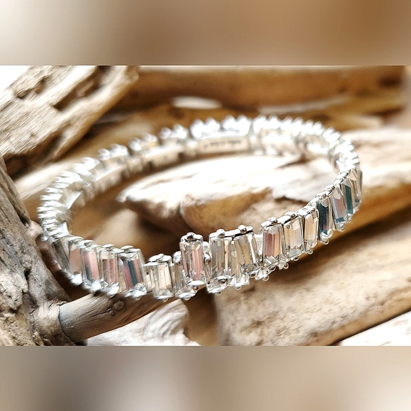 Stella and Dot Luxe Coil Bracelet Clear Crystal Baguette - Picture 5 of 7